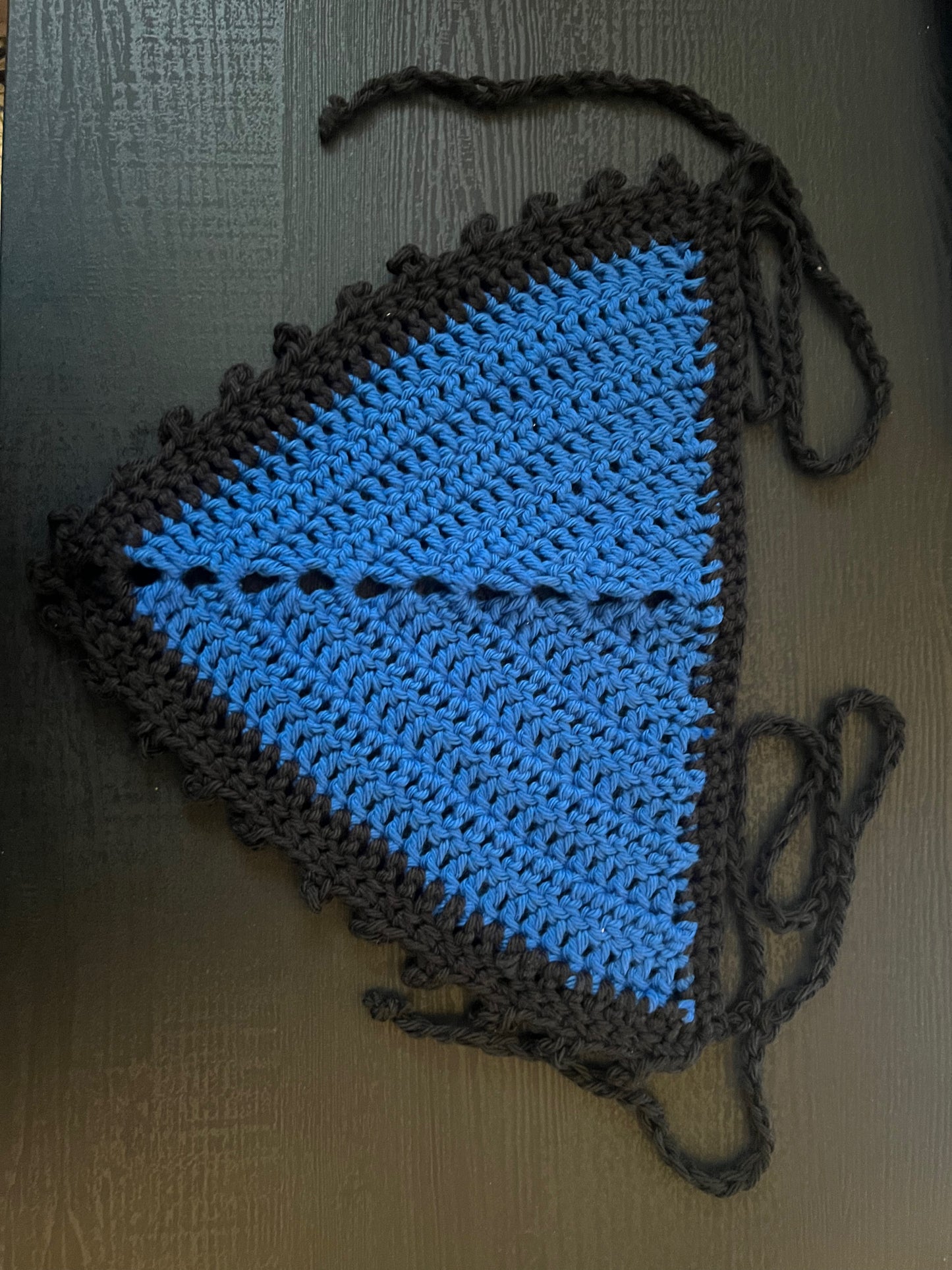 crochet bandana, Blue, Black